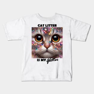 Funny cat litter is my glitter for cat person Kids T-Shirt